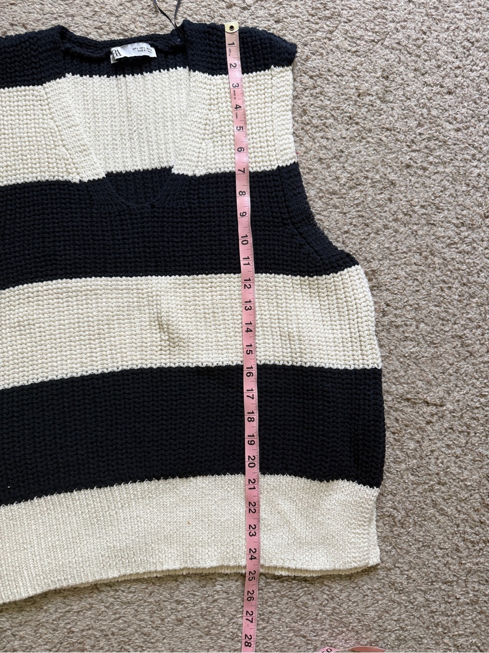 Zara Black and White Striped Knit Sleeveless Top - Picture 4 of 5